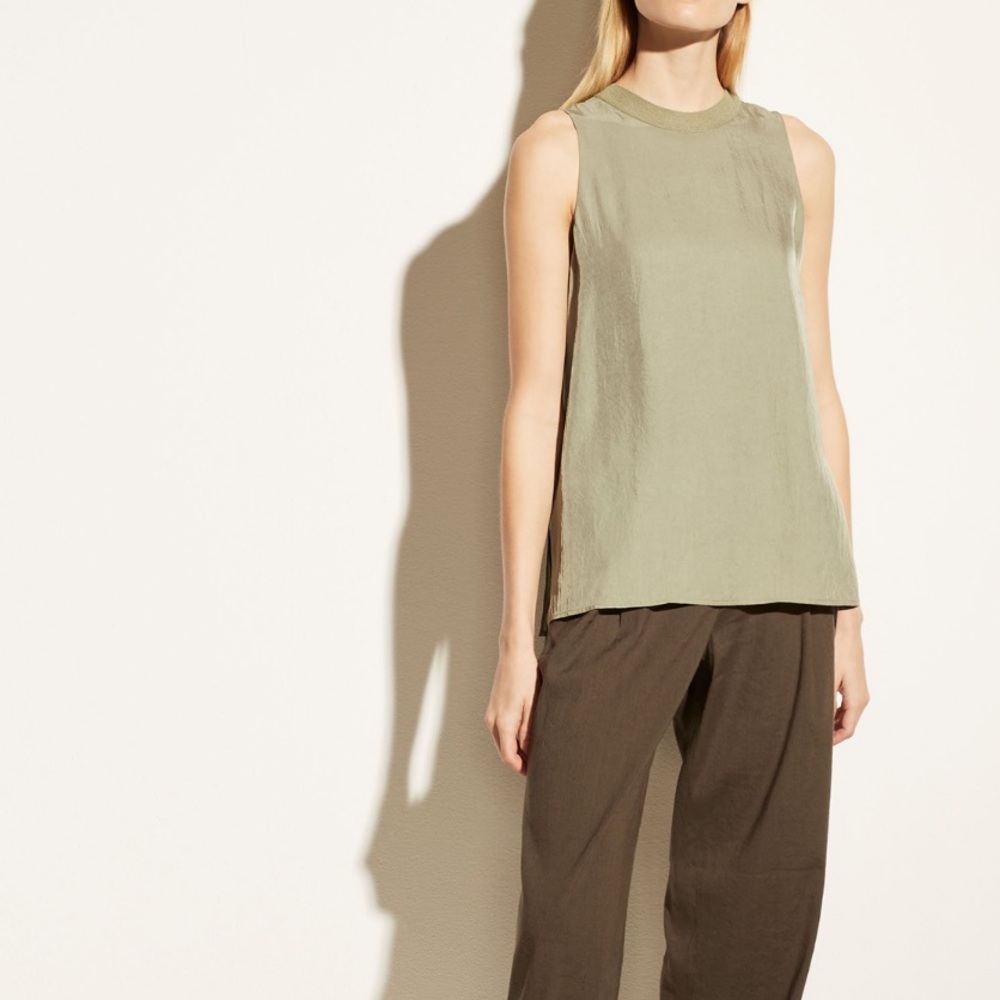 NWT Vince Rib Trim Camisole in Sage Color